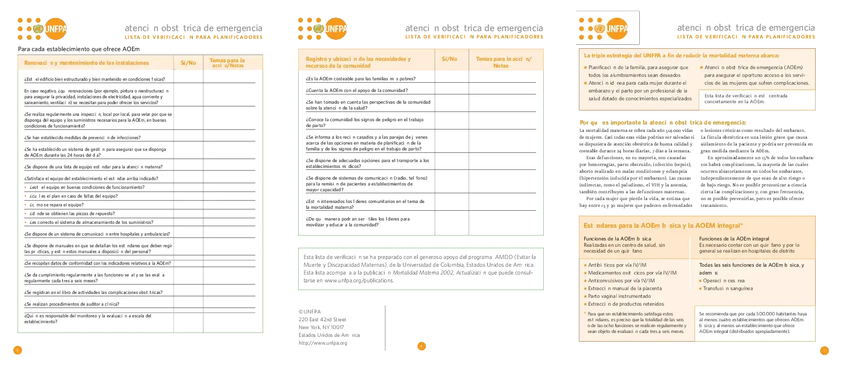 Atención obstétrica de emergencia - LISTA DE VERIFICACIÓN PARA PLANIFICADORES