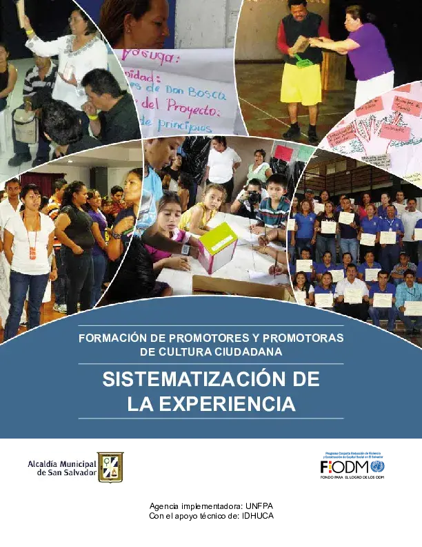 A.- Formación de promotores y promotoras de cultura ciudadana. Sistematización de la Experiencia