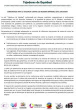 COMUNICADO ANTE LA VIOLENCIA CONTRA LAS MUJERES IMPARABLE EN EL SALVADOR